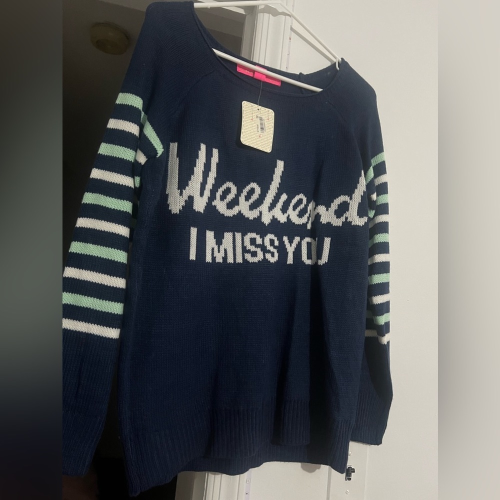 Weekend I Miss You sweater navy blue soft cozy sweater winter outfit New lovely